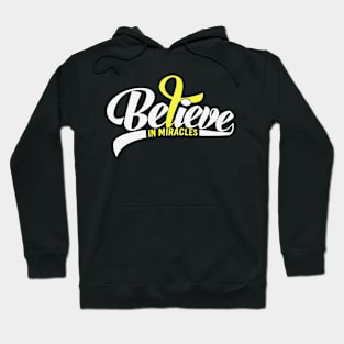 Believe In Miracles Hydrocephalus Awareness Yellow Ribbon Warrior Support Survivor Hoodie